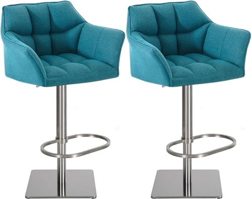 CLP 2er Set Barhocker Damaso Stoffbezug I Gepolsterte Barstühle höhenverstellbar und drehbar I Tresenstühle mit Rückenlehne, Farbe:türkis, Gestell Farbe:Edelstahl CLP 2er Set Barhocker Damaso Stoffbezug I Gepolsterte Barstühle höhenverstellbar und drehbar I Tresenstühle mit Rückenlehne, Farbe:türkis, Gestell Farbe:Edelstahl von CLP