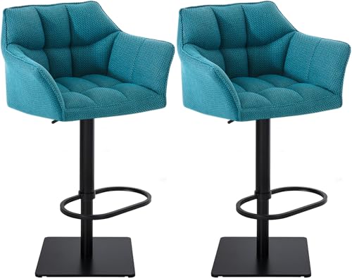 CLP 2er Set Barhocker Damaso Stoffbezug I Gepolsterte Barstühle höhenverstellbar und drehbar I Tresenstühle mit Rückenlehne, Farbe:türkis, Gestell Farbe:schwarz CLP 2er Set Barhocker Damaso Stoffbezug I Gepolsterte Barstühle höhenverstellbar und drehbar I Tresenstühle mit Rückenlehne, Farbe:türkis, Gestell Farbe:schwarz von CLP