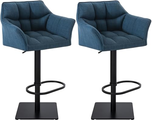 CLP 2er Set Barhocker Damaso Stoffbezug I Gepolsterte Barstühle höhenverstellbar und drehbar I Tresenstühle mit Rückenlehne, Farbe:blau, Gestell Farbe:schwarz CLP 2er Set Barhocker Damaso Stoffbezug I Gepolsterte Barstühle höhenverstellbar und drehbar I Tresenstühle mit Rückenlehne, Farbe:blau, Gestell Farbe:schwarz von CLP