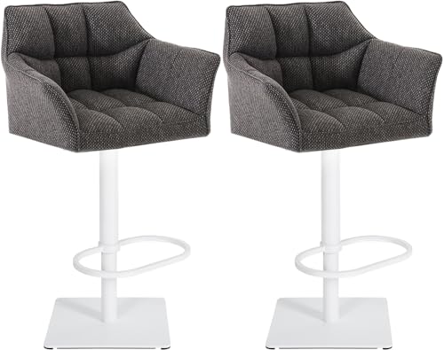 CLP 2er Set Barhocker Damaso Stoffbezug I Gepolsterte Barstühle höhenverstellbar und drehbar I Tresenstühle mit Rückenlehne, Farbe:titangrau, Gestell Farbe:weiß CLP 2er Set Barhocker Damaso Stoffbezug I Gepolsterte Barstühle höhenverstellbar und drehbar I Tresenstühle mit Rückenlehne, Farbe:titangrau, Gestell Farbe:weiß von CLP
