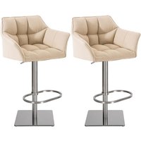 CLP - 2er Set Barhocker Damaso Stoffbezug edelstahl creme von CLP
