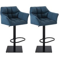 CLP - 2er Set Barhocker Damaso Stoffbezug schwarz blau von CLP