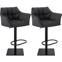 CLP - 2er Set Barhocker Damaso Stoffbezug schwarz dunkelgrau von CLP