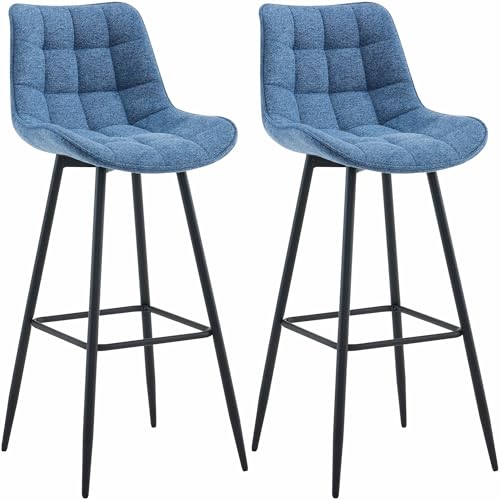 CLP 2er Set Barhocker Dartford I Gepolsterter Barstuhl I Metall-Gestell, Farbe:blau, Material:Stoff CLP 2er Set Barhocker Dartford I Gepolsterter Barstuhl I Metall-Gestell, Farbe:blau, Material:Stoff von CLP