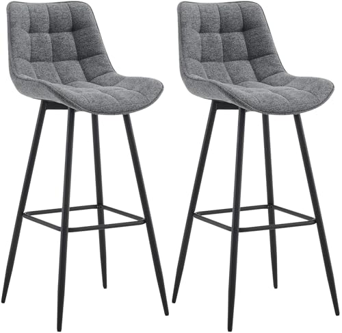 CLP 2er Set Barhocker Dartford I Gepolsterter Barstuhl I Metall-Gestell, Farbe:dunkelgrau, Material:Stoff von CLP