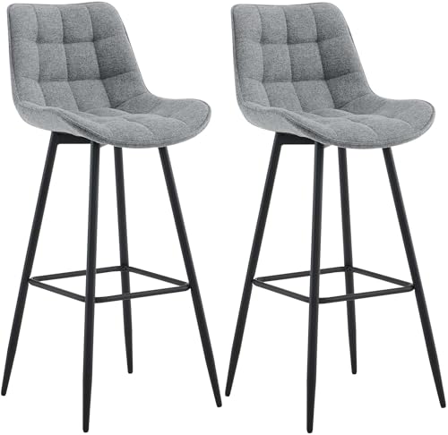 CLP 2er Set Barhocker Dartford I Gepolsterter Barstuhl I Metall-Gestell, Farbe:grau, Material:Stoff CLP 2er Set Barhocker Dartford I Gepolsterter Barstuhl I Metall-Gestell, Farbe:grau, Material:Stoff von CLP