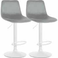 2er Set Barhocker Divo Samt grau Metall matt weiss 2er Set Barhocker Divo Samt grau Metall matt weiss von CLP