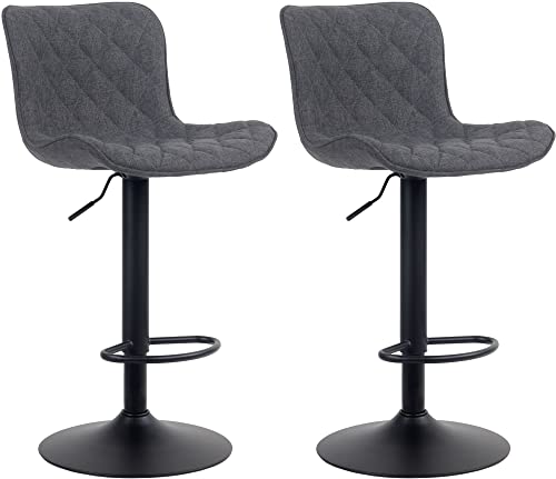 CLP 2er Set Barhocker Emma - Höhenverstellbare Barstühle - 360° Drehstühle Mit Rückenlehne Für Küche Und Bistro, Farbe:schwarz, Material:Stoff CLP 2er Set Barhocker Emma - Höhenverstellbare Barstühle - 360° Drehstühle Mit Rückenlehne Für Küche Und Bistro, Farbe:schwarz, Material:Stoff von CLP