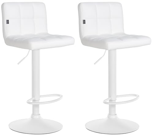 CLP 2er Set Barhocker Feni Kunstleder I Höhenverstellbarer Thekenhocker Mit Fußstütze Und Lehne I Barstuhl Mit Metallgestell, Farbe:weiß, Gestell Farbe:weiß CLP 2er Set Barhocker Feni Kunstleder I Höhenverstellbarer Thekenhocker Mit Fußstütze Und Lehne I Barstuhl Mit Metallgestell, Farbe:weiß, Gestell Farbe:weiß von CLP