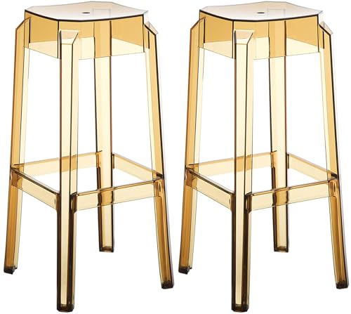 CLP 2er Set Barhocker Fox I Stapelbarer Barstuhl aus hochwertigem Kunststoff I Wetterbeständiger Tresenhocker I Sitzhöhe 75 cm, Farbe:Bernstein CLP 2er Set Barhocker Fox I Stapelbarer Barstuhl aus hochwertigem Kunststoff I Wetterbeständiger Tresenhocker I Sitzhöhe 75 cm, Farbe:Bernstein von CLP