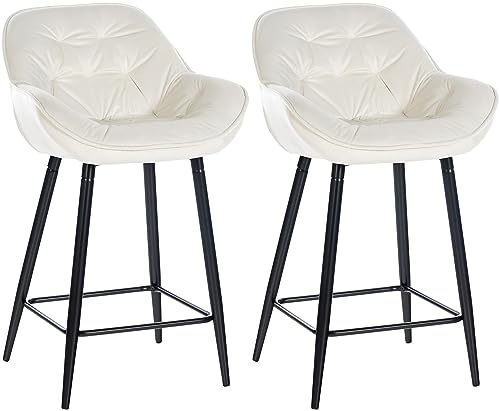 CLP 2er Set Barhocker Gibson Samt I Sitzhöhe 76 cm I Tresenstühle Mit Fußstütze, Farbe:Creme CLP 2er Set Barhocker Gibson Samt I Sitzhöhe 76 cm I Tresenstühle Mit Fußstütze, Farbe:Creme von CLP