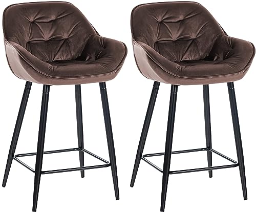 CLP 2er Set Barhocker Gibson Samt I Sitzhöhe 76 cm I Tresenstühle Mit Fußstütze, Farbe:braun CLP 2er Set Barhocker Gibson Samt I Sitzhöhe 76 cm I Tresenstühle Mit Fußstütze, Farbe:braun von CLP