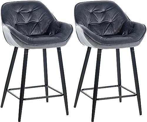 CLP 2er Set Barhocker Gibson Samt I Sitzhöhe 76 cm I Tresenstühle Mit Fußstütze, Farbe:dunkelgrau CLP 2er Set Barhocker Gibson Samt I Sitzhöhe 76 cm I Tresenstühle Mit Fußstütze, Farbe:dunkelgrau von CLP