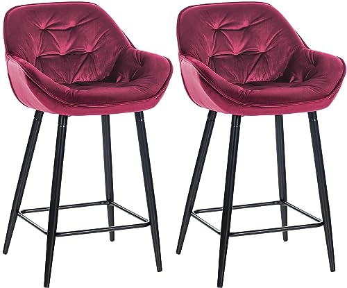 CLP 2er Set Barhocker Gibson Samt I Sitzhöhe 76 cm I Tresenstühle Mit Fußstütze, Farbe:lila CLP 2er Set Barhocker Gibson Samt I Sitzhöhe 76 cm I Tresenstühle Mit Fußstütze, Farbe:lila von CLP
