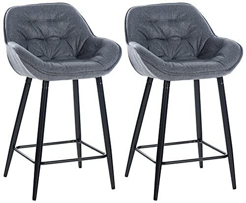 CLP 2er Set Barhocker Gibson - Tresenstuhl Mit Fußstütze - 2 x Tresenhocker Gepolstert, Farbe:grau, Material:Stoff CLP 2er Set Barhocker Gibson - Tresenstuhl Mit Fußstütze - 2 x Tresenhocker Gepolstert, Farbe:grau, Material:Stoff von CLP