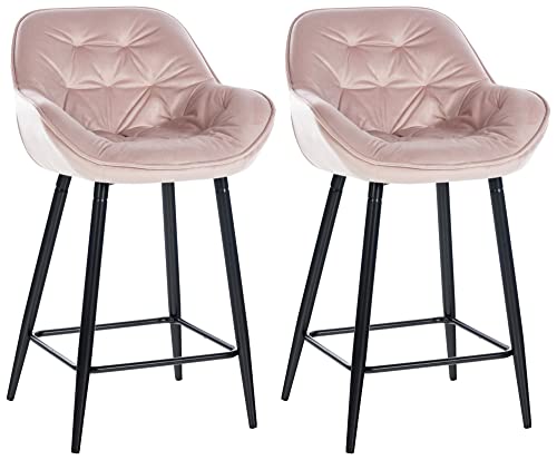 CLP 2er Set Barhocker Gibson - Tresenstuhl Mit Fußstütze - 2 x Tresenhocker Gepolstert, Farbe:pink, Material:Samt CLP 2er Set Barhocker Gibson - Tresenstuhl Mit Fußstütze - 2 x Tresenhocker Gepolstert, Farbe:pink, Material:Samt von CLP