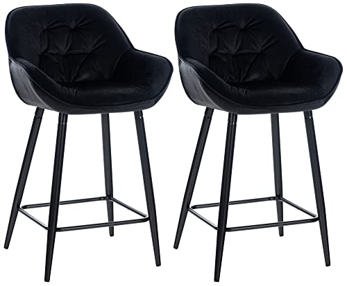 CLP 2er Set Barhocker Gibson - Tresenstuhl Mit Fußstütze - 2 x Tresenhocker Gepolstert, Farbe:schwarz, Material:Samt CLP 2er Set Barhocker Gibson - Tresenstuhl Mit Fußstütze - 2 x Tresenhocker Gepolstert, Farbe:schwarz, Material:Samt von CLP