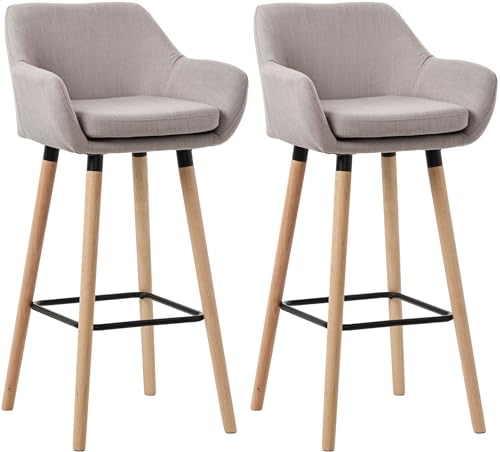 CLP 2er Set Barhocker Grant I Thekenhocker Mit Stoff-Bezug I Buchenholz-Gestell, Farbe:Taupe CLP 2er Set Barhocker Grant I Thekenhocker Mit Stoff-Bezug I Buchenholz-Gestell, Farbe:Taupe von CLP
