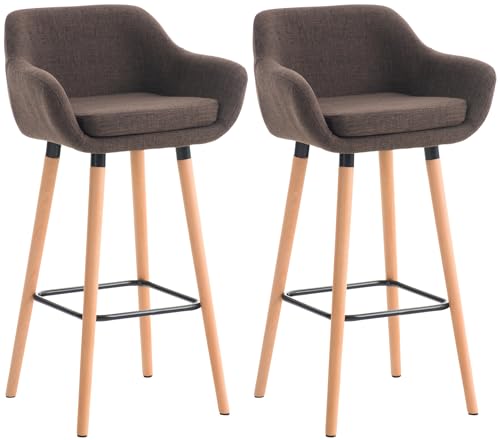 CLP 2er Set Barhocker Grant I Thekenhocker Mit Stoff-Bezug I Buchenholz-Gestell, Farbe:braun CLP 2er Set Barhocker Grant I Thekenhocker Mit Stoff-Bezug I Buchenholz-Gestell, Farbe:braun von CLP
