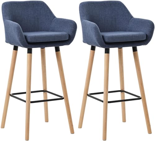 CLP 2er Set Barhocker Grant I Thekenhocker Mit Stoff-Bezug I Buchenholz-Gestell, Farbe:dunkelblau CLP 2er Set Barhocker Grant I Thekenhocker Mit Stoff-Bezug I Buchenholz-Gestell, Farbe:dunkelblau von CLP