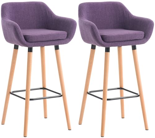 CLP 2er Set Barhocker Grant I Thekenhocker Mit Stoff-Bezug I Buchenholz-Gestell, Farbe:lila CLP 2er Set Barhocker Grant I Thekenhocker Mit Stoff-Bezug I Buchenholz-Gestell, Farbe:lila von CLP
