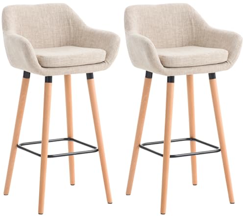 CLP 2er Set Barhocker Grant I Thekenhocker Mit Stoff-Bezug I Buchenholz-Gestell, Farbe:Creme CLP 2er Set Barhocker Grant I Thekenhocker Mit Stoff-Bezug I Buchenholz-Gestell, Farbe:Creme von CLP