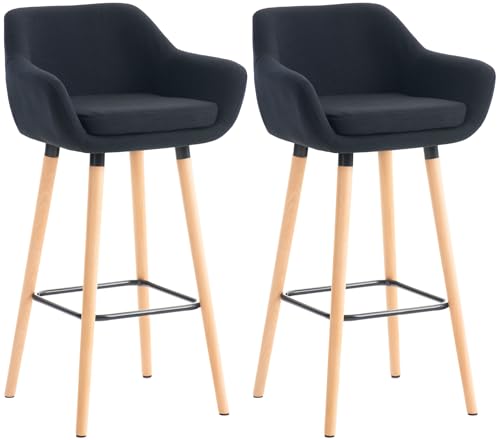 CLP 2er Set Barhocker Grant I Thekenhocker Mit Stoff-Bezug I Buchenholz-Gestell, Farbe:schwarz CLP 2er Set Barhocker Grant I Thekenhocker Mit Stoff-Bezug I Buchenholz-Gestell, Farbe:schwarz von CLP