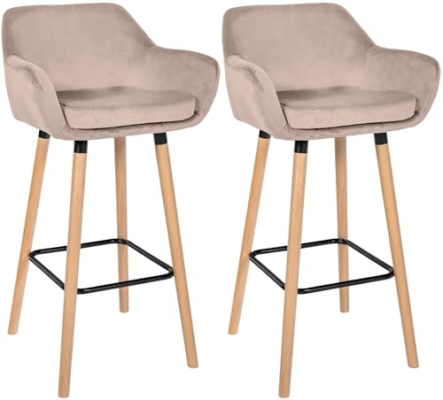 CLP 2er Set Barhocker Grant mit Samtbezügen I Thekenhocker gepolstert und mit Rückenlehne I Jeweils bis 150 kg belastbar, Farbe:hellgrau CLP 2er Set Barhocker Grant mit Samtbezügen I Thekenhocker gepolstert und mit Rückenlehne I Jeweils bis 150 kg belastbar, Farbe:hellgrau von CLP