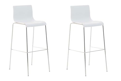 CLP 2er Set Barhocker Hover Mit Kunststoffsitz I Barstuhl Mit Robustem Metallgestell I, Farbe:weiß, Gestell Farbe:Chrom CLP 2er Set Barhocker Hover Mit Kunststoffsitz I Barstuhl Mit Robustem Metallgestell I, Farbe:weiß, Gestell Farbe:Chrom von CLP