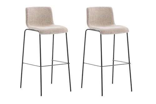 CLP 2er Set Barhocker Hover Mit Stoffbezug I Barstuhl Mit Robustem Metallgestell I Erhältlich, Farbe:Creme, Gestell Farbe:schwarz CLP 2er Set Barhocker Hover Mit Stoffbezug I Barstuhl Mit Robustem Metallgestell I Erhältlich, Farbe:Creme, Gestell Farbe:schwarz von CLP
