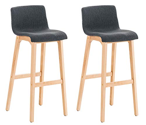 CLP 2er Set Barhocker Hover Stoff Natura I Barstuhl I Mit Stoffsitz Und Holzgestell I Fußstütze Und Ergonomischer Sitzschale, Farbe:dunkelgrau CLP 2er Set Barhocker Hover Stoff Natura I Barstuhl I Mit Stoffsitz Und Holzgestell I Fußstütze Und Ergonomischer Sitzschale, Farbe:dunkelgrau von CLP