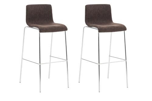CLP 2er Set Barhocker Hover Mit Stoffbezug I Barstuhl Mit Robustem Metallgestell I Erhältlich, Farbe:braun, Gestell Farbe:Chrom von CLP