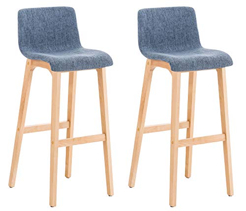 CLP 2er Set Barhocker Hover Stoff Natura I Barstuhl I Mit Stoffsitz Und Holzgestell I Fußstütze Und Ergonomischer Sitzschale, Farbe:blau CLP 2er Set Barhocker Hover Stoff Natura I Barstuhl I Mit Stoffsitz Und Holzgestell I Fußstütze Und Ergonomischer Sitzschale, Farbe:blau von CLP