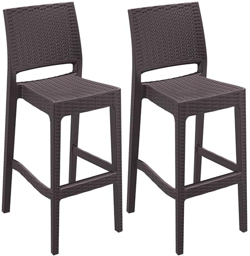 CLP 2er Set Barhocker Jamaica Mit Fußstütze I Outdoor-Tresenhocker In Rattan-Optik I Stapelbare Barstühle, Farbe:braun CLP 2er Set Barhocker Jamaica Mit Fußstütze I Outdoor-Tresenhocker In Rattan-Optik I Stapelbare Barstühle, Farbe:braun von CLP