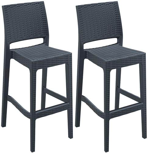 CLP 2er Set Barhocker Jamaica Mit Fußstütze I Outdoor-Tresenhocker In Rattan-Optik I Stapelbare Barstühle, Farbe:dunkelgrau CLP 2er Set Barhocker Jamaica Mit Fußstütze I Outdoor-Tresenhocker In Rattan-Optik I Stapelbare Barstühle, Farbe:dunkelgrau von CLP