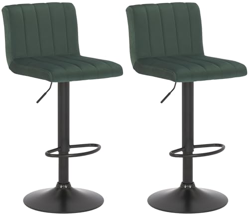 CLP 2er Set Barhocker Jamie I Gepolsterte Barstühle mit Samt-Bezug I Höhenverstellbare und drehbare Tresenhocker mit Rückenlehnen, Farbe:grün CLP 2er Set Barhocker Jamie I Gepolsterte Barstühle mit Samt-Bezug I Höhenverstellbare und drehbare Tresenhocker mit Rückenlehnen, Farbe:grün von CLP