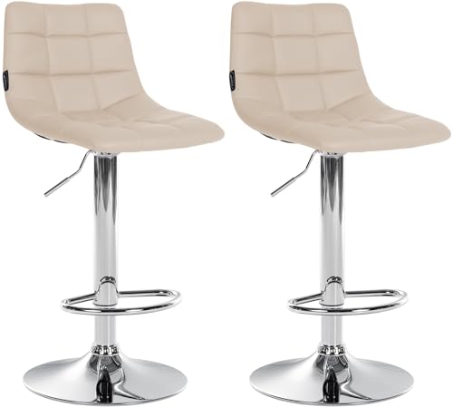 CLP 2er Set Barhocker Jerry Kunstleder I Höhenverstellbarer Barstuhl I 360° Drehstuhl Mit Rückenlehne I Hocker Mit Fußablage, Farbe:Creme, Gestell Farbe:Chrom CLP 2er Set Barhocker Jerry Kunstleder I Höhenverstellbarer Barstuhl I 360° Drehstuhl Mit Rückenlehne I Hocker Mit Fußablage, Farbe:Creme, Gestell Farbe:Chrom von CLP