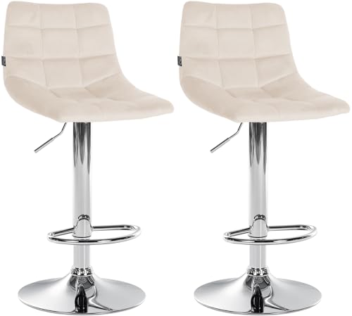 CLP 2er Set Barhocker Jerry Samt I Höhenverstellbarer Barstuhl I 360° Drehstuhl Mit Rückenlehne I Hocker Mit Fußablage, Farbe:Creme, Gestell Farbe:Chrom CLP 2er Set Barhocker Jerry Samt I Höhenverstellbarer Barstuhl I 360° Drehstuhl Mit Rückenlehne I Hocker Mit Fußablage, Farbe:Creme, Gestell Farbe:Chrom von CLP