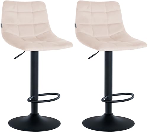 CLP 2er Set Barhocker Jerry Samt I Höhenverstellbarer Barstuhl I 360° Drehstuhl Mit Rückenlehne I Hocker Mit Fußablage, Farbe:beige, Gestell Farbe:schwarz CLP 2er Set Barhocker Jerry Samt I Höhenverstellbarer Barstuhl I 360° Drehstuhl Mit Rückenlehne I Hocker Mit Fußablage, Farbe:beige, Gestell Farbe:schwarz von CLP