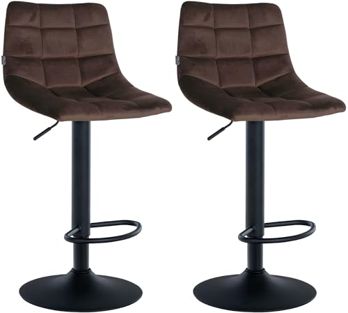 CLP 2er Set Barhocker Jerry Samt I Höhenverstellbarer Barstuhl I 360° Drehstuhl Mit Rückenlehne I Hocker Mit Fußablage, Farbe:braun, Gestell Farbe:schwarz CLP 2er Set Barhocker Jerry Samt I Höhenverstellbarer Barstuhl I 360° Drehstuhl Mit Rückenlehne I Hocker Mit Fußablage, Farbe:braun, Gestell Farbe:schwarz von CLP