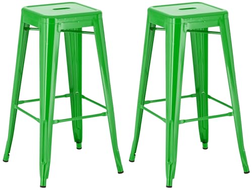 CLP 2er Set Barhocker Joshua I Stapelbare Tresenhocker aus Metall I Barstühle mit Fußstützen I Sitzhöhe 76 cm I Stapelhocker, Farbe:grün CLP 2er Set Barhocker Joshua I Stapelbare Tresenhocker aus Metall I Barstühle mit Fußstützen I Sitzhöhe 76 cm I Stapelhocker, Farbe:grün von CLP