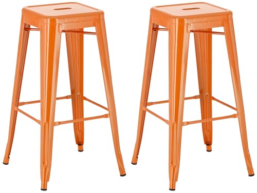 CLP 2er Set Barhocker Joshua I Stapelbare Tresenhocker aus Metall I Barstühle mit Fußstützen I Sitzhöhe 76 cm I Stapelhocker, Farbe:orange CLP 2er Set Barhocker Joshua I Stapelbare Tresenhocker aus Metall I Barstühle mit Fußstützen I Sitzhöhe 76 cm I Stapelhocker, Farbe:orange von CLP