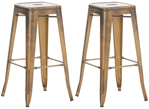 CLP 2er Set Barhocker Joshua I Stapelbare Tresenhocker aus Metall I Barstühle mit Fußstützen I Sitzhöhe 76 cm I Stapelhocker, Farbe:Gold CLP 2er Set Barhocker Joshua I Stapelbare Tresenhocker aus Metall I Barstühle mit Fußstützen I Sitzhöhe 76 cm I Stapelhocker, Farbe:Gold von CLP