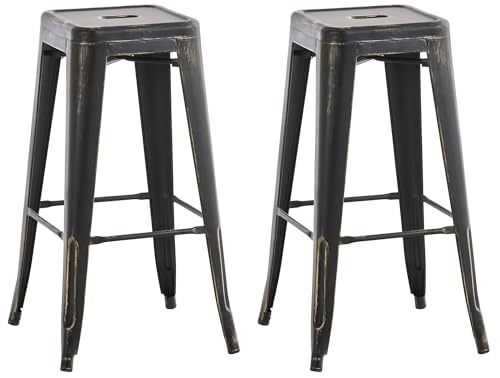 CLP 2er Set Barhocker Joshua I Stapelbare Tresenhocker aus Metall I Barstühle mit Fußstützen I Sitzhöhe 76 cm I Stapelhocker, Farbe:schwarz-Gold CLP 2er Set Barhocker Joshua I Stapelbare Tresenhocker aus Metall I Barstühle mit Fußstützen I Sitzhöhe 76 cm I Stapelhocker, Farbe:schwarz-Gold von CLP