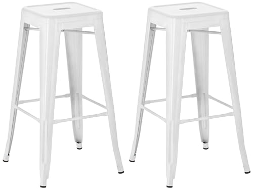 CLP 2er Set Barhocker Joshua I Stapelbare Tresenhocker aus Metall I Barstühle mit Fußstützen I Sitzhöhe 76 cm I Stapelhocker, Farbe:weiß CLP 2er Set Barhocker Joshua I Stapelbare Tresenhocker aus Metall I Barstühle mit Fußstützen I Sitzhöhe 76 cm I Stapelhocker, Farbe:weiß von CLP