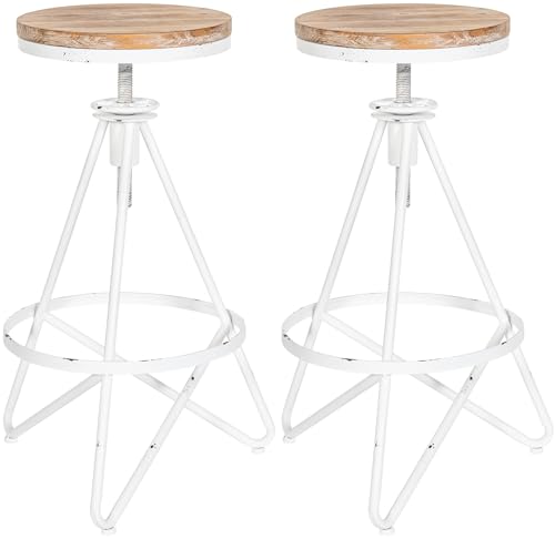 CLP 2er Set Barhocker Karla I Barstühle für Küche, Theke und Bistro I Metallgestelle höhenverstellbar I Sitzflächen aus Massivholz, Farbe:antik weiß CLP 2er Set Barhocker Karla I Barstühle für Küche, Theke und Bistro I Metallgestelle höhenverstellbar I Sitzflächen aus Massivholz, Farbe:antik weiß von CLP