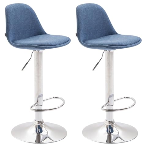 CLP 2er Set Barhocker Kiel Mit Stoffbezug I Höhenverstellbarer Barstuhl Mit Metallgestell In Chrom-Optik Und Fußstütze, Farbe:blau CLP 2er Set Barhocker Kiel Mit Stoffbezug I Höhenverstellbarer Barstuhl Mit Metallgestell In Chrom-Optik Und Fußstütze, Farbe:blau von CLP