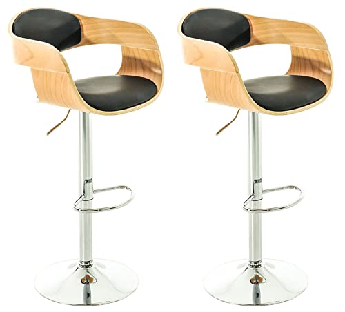 CLP 2er Set Barhocker Kingston Mit Kunstlederbezug I Höhenverstellbarer Barstuhl Mit Robustem Metallgestell, Farbe:Natur/schwarz CLP 2er Set Barhocker Kingston Mit Kunstlederbezug I Höhenverstellbarer Barstuhl Mit Robustem Metallgestell, Farbe:Natur/schwarz von CLP