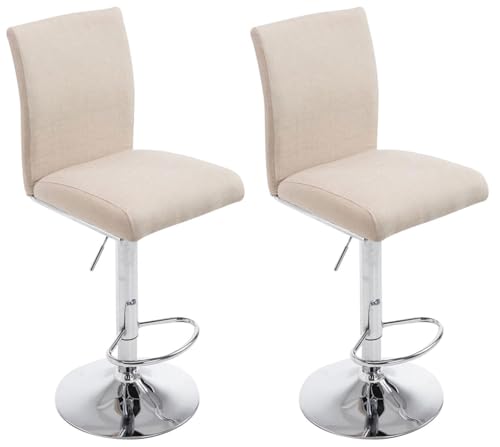 CLP 2er Set Barhocker Köln Mit Stoffbezug I Barstuhl Mit Lehne Und Fußstütze I Höhenverstellbarer Tresenhocker, Farbe:Creme CLP 2er Set Barhocker Köln Mit Stoffbezug I Barstuhl Mit Lehne Und Fußstütze I Höhenverstellbarer Tresenhocker, Farbe:Creme von CLP