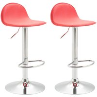 2er Set Barhocker Lana V2 Kunstleder rot chrom von CLP